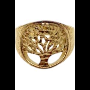Italian Silver Tree of Life Graduated 8K Gold Sterling Silver Band